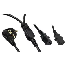 Kabel zasilający Akyga AK-PC-04A CEE 1 / 2 2xC13 2501 / 20Hz 1,8m czarny