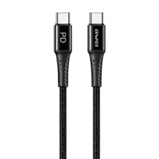 Kabel USB Awei CL-111T USB-1 / 2SB-C 60W PD 3.1 Fast Charging 1m czarny