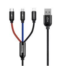 Kabel przewód USB 3w1 - USB-C, Lightning, micro USB 120cm Baseus CAMLT-BSY01 do 3.5A