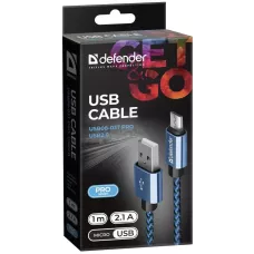 Kabel USB Defender AM-micro BM 1m 2,1A niebieski