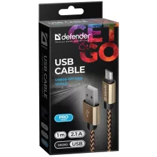 Kabel USB Defender AM-micro BM 1m 2.1A złoty