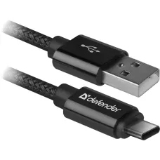 Kabel USB Defender AM-TYPE C 1m 2,1A czarny