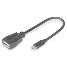 Kabel USB 2.0 DIGITUS HighSpeed OTG Typ microUSB 1 / 2SB A 1 / 2 czarny 0,2m