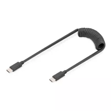 Kabel USB 2.0 DIGITUS spiralny USB 1 / 2SB C, PD 60W, czarny, max. 1m