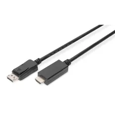 Kabel adapter DIGITUS DisplayPort 1.2 4K 60Hz UHD Typ D1 / 2DMI A 1 / 2 czarny 3m