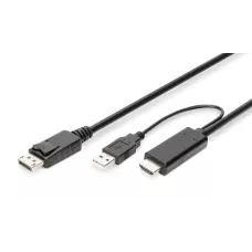 Kabel adapter DIGITUS HDMI 4K 30Hz zasilanie USB A na DisplayPort 2m