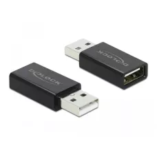 Adapter Delock USB-A - USB-A 1 / 2 2.0 Data Blocker czarny