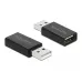 Adapter Delock USB-A - USB-A 1 / 2 2.0 Data Blocker czarny