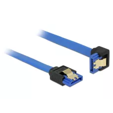 Kabel SATA Delock SATA-III DATA 0,30m z zatrzaskami metalowymi niebieski kątowy prost1 / 2ół