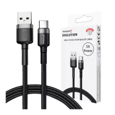 Kabel USB 3.0 Feegar Evolution FEE-01900 USB-A – USB-C nylonowy QC 3.0 1m czarno-szary