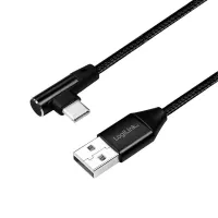 Kabel USB 2.0 LogiLink CU0137 USB A - USB-C, 1 / 2, kątowy, czarny, 0,3m