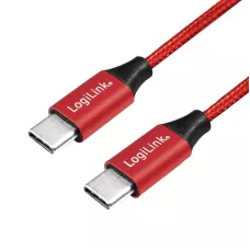 Kabel USB 2.0 LogiLink CU0156 USB-C - USB-C, 1 / 2, czerwony, 1m