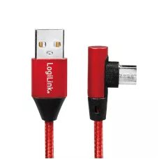 Kabel USB 2.0 LogiLink CU0149 USB A - micro USB B, 1 / 2, kątowy, czerwony 0,3m