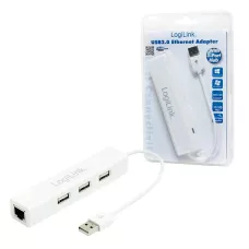 Adapter LogiLink UA0174A USB2.0 do RJ45 Ethernet HUB 3x USB