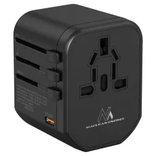 Adapter podróżny Maclean MCE238N zasilacz USB, 2xUSB 2,4A + USB-C PD 20W, Bezpiecznik 8A, Quick and Fast Charge, 200 krajów świata