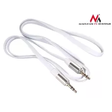 Kabel audio Maclean MCTV-694 W miniJack 3,5mm (M) - miniJack 3,5mm (M), płaski 1m, metalowy wtyk, biały