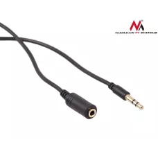 Kabel audio Maclean MCTV-821 miniJack 3,5mm (M) - miniJack 3,5mm (F), 5m, metalowy wtyk, czarny