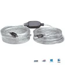 Kabel Manhattan USB 2.0 A-B 1 / 2, aktywny, 11m, srebrny