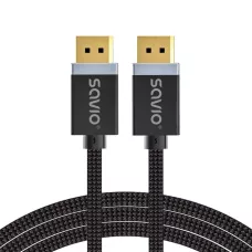 Kabel DisplayPort v1.4 Savio CL-176 (1 / 2), 8K, 3m, miedź, bawełniany oplot, czarny