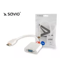Kabel adapter Savio CL-21 / 2 HDMI - VGA biały