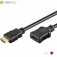 Przedłużacz HDMI Techly HDMI-HDMI V1.4 1 / 2 Ethernet 3D 4K, 1,8m, czarny