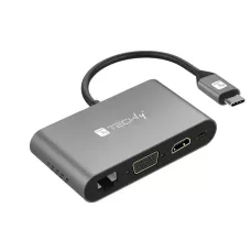 Kabel adapter Techly USB-C MultiPort HDM1 / 2G1 / 2J41 / 2SB-C PD/ USB-A MicroSD