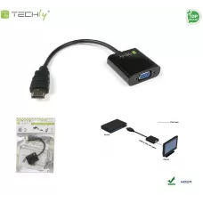 Adapter Techly HDMI-VGA2 HDMI męski na VGA żeński, czarny 0,1m IDATA