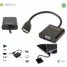 Adapter Techly HDMI-VGA2A HDMI męski na VGA żeński z audio, czarny 0,1m IDATA