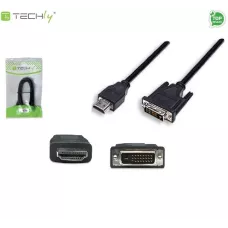 Adapter Techly HDMI-D-018 HDMI-DVI 1 / 2 24+1, 1,8m, czarny ICOC