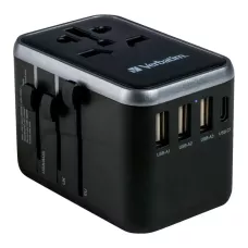 Adapter podróżny Verbatim UTA-04 globalny-globalny 3xUSB 2xUSB-C PD QC