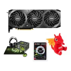 Zestaw karta graficzna MSI GeForce RTX 3080 VENTUS 3X PLUS 10G OC LHR 10GB + słuchaki, plecak, pluszowy smok i RGB LED