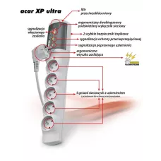 Listwa przeciwprzepięciowa Acar XP ULTRA 5,0m szara