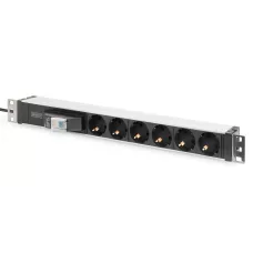 Listwa zasilająca DIGITUS PDU 19" RACK 6xSchuko kabel 2m 1xSchuko 16A wł./wył. nadmiarowo-prądowy alu.