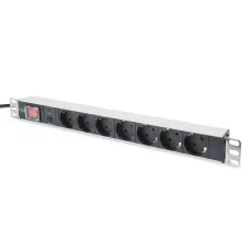 Listwa zasilająca DIGITUS PDU 19" RACK 7xSchuko kabel 2m 1xSchuko 16A wł1 / 2ył. zabezpieczenie aluminiowa