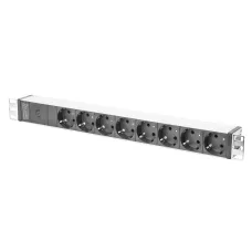 Listwa zasilająca DIGITUS PDU 19" RACK 8xSchuko kabel 2m 1xC14 16A wł./wył. zabezpieczenie aluminiowa