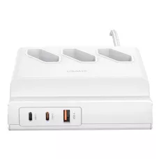 Listwa zasilająca USAMS 65W 3xAC + 2xUSB-C + USB-A  2m -biała