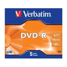 DVD-R Verbatim 4.7GB X16 Matt Silver (5 Jewel Case)