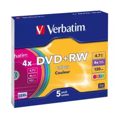 DVD+RW Verbatim 4x 4.7GB (Slim 5) COLOUR