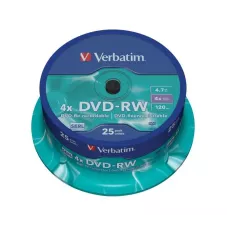 DVD-RW Verbatim 4x 4.7GB (Cake 25) MATT SILVER