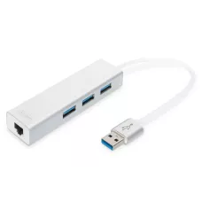 Hu1 / 2oncentrator 3-portowy DIGITUS USB 3.0 SuperSpeed z Gigabit LAN adapter