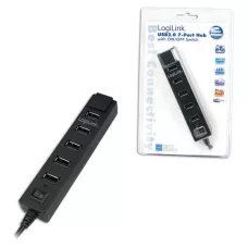 Hub USB LogiLink UA0124 7xUSB 2.0, wyłącznik O1 / 2FF czarny