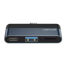 Adapter HUB Usams SJ491 USB 3.0+USB-C+microSD -szary