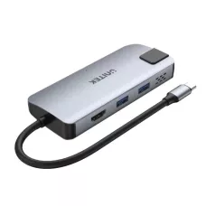 Hub USB-C Unitek D1028  2x USB-A, HDMI 2.0, RJ-45, USB-C PD 100W