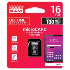 Karta pamięci microSDHC GOODRAM 16GB M1AA-0160R12 cl 10 UHS-I + adapter