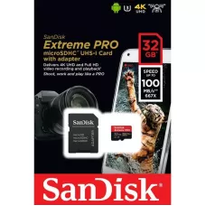 Karta pamięci MicroSDHC SanDisk Extreme Pro 32GB 101 / 20 M1 / 2 A1 Class 10 V30 UHS-I U3 + adapter