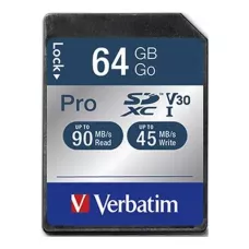 Karta pamięci SDXC Verbatim Pro U3 64GB (91 / 25 M1 / 2) Class 10 UHS-1 V30