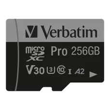 Karta pamięci Micro SDXC Verbatim Pro U3 256GB (101 / 20 M1 / 2) Class 10 U3 V30 + adapter
