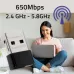 Adapter Qoltec Wi-Fi USB ultraszybki, bezprzewodowy mini | standard AC | 650Mbps