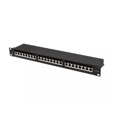 Patch panel Lanberg 24 port 1U kat.6A ekranowany czarny