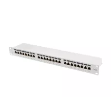 Patch panel Lanberg 24 port 1U kat.6A ekranowany szary